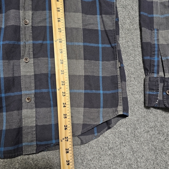 Hugo Boss Slim Fit Blue Gray Plaid Button Up Shirt Mens S Cotton Cashmere Blend - Picture 11 of 12